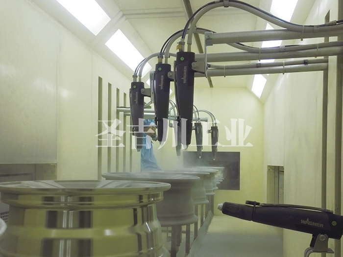 鋁輪轂部件自動(dòng)噴粉線